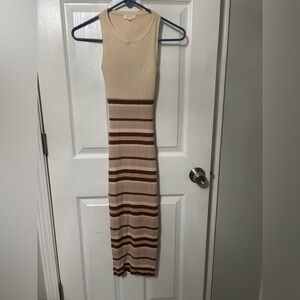 EB Luxe open back Striped Midi Dress